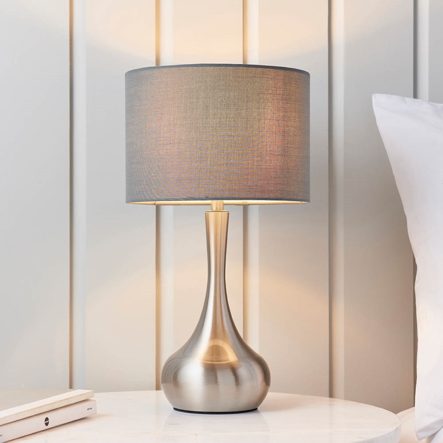 Endon 61192 - Lampada da tavolo dimmerabile PICCADILLY 1xE14/40W/230V cromo opaco/grigio