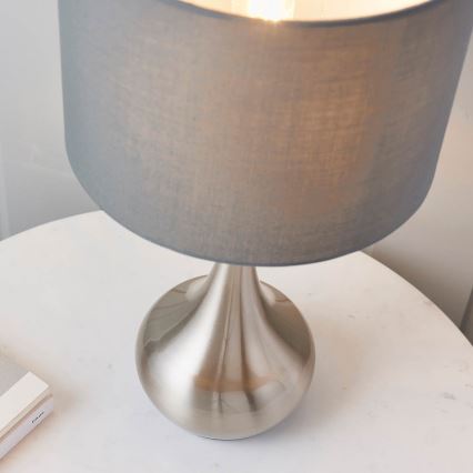 Endon 61192 - Lampada da tavolo dimmerabile PICCADILLY 1xE14/40W/230V cromo opaco/grigio