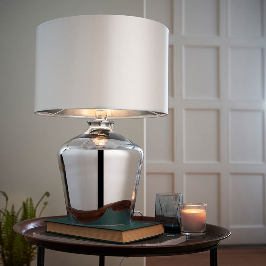 Endon 61198 - Lampada da tavolo WALDORF 1xE27/10W/230V cromo lucido/bianco