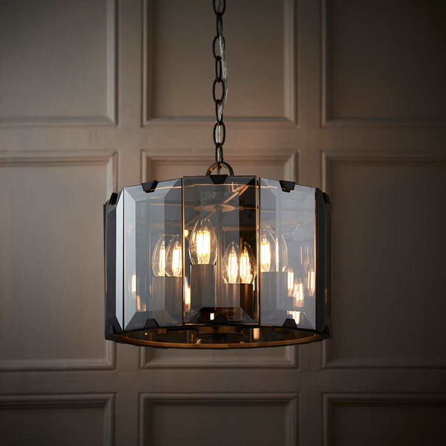 Endon 61281 - Lampadario a sospensione CLOONEY 4xE14/40W/230V nero/vetro fumé