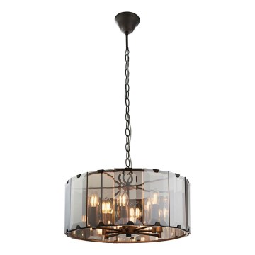 Endon 61294 - Lampadario a sospensione con catena CLOONEY 8xE14/40W/230V nero/fumé