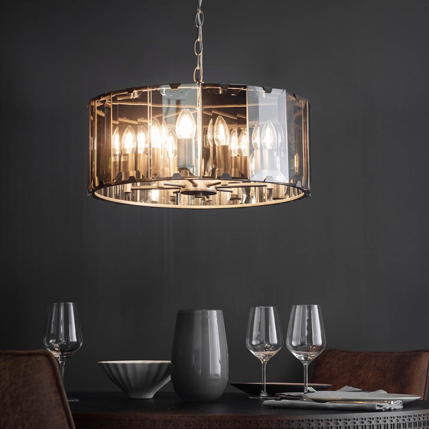 Endon 61294 - Lampadario a sospensione con catena CLOONEY 8xE14/40W/230V nero/fumé