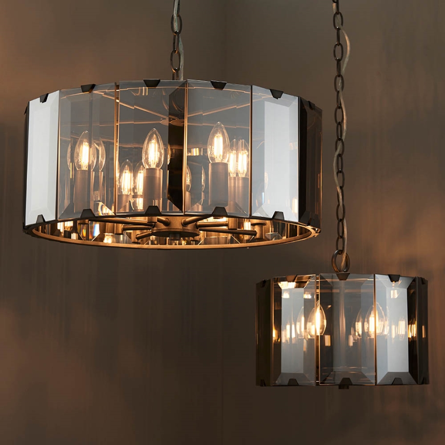 Endon 61294 - Lampadario a sospensione con catena CLOONEY 8xE14/40W/230V nero/fumé