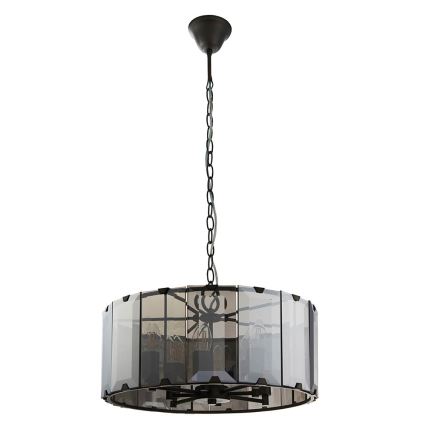 Endon 61294 - Lampadario a sospensione con catena CLOONEY 8xE14/40W/230V nero/fumé