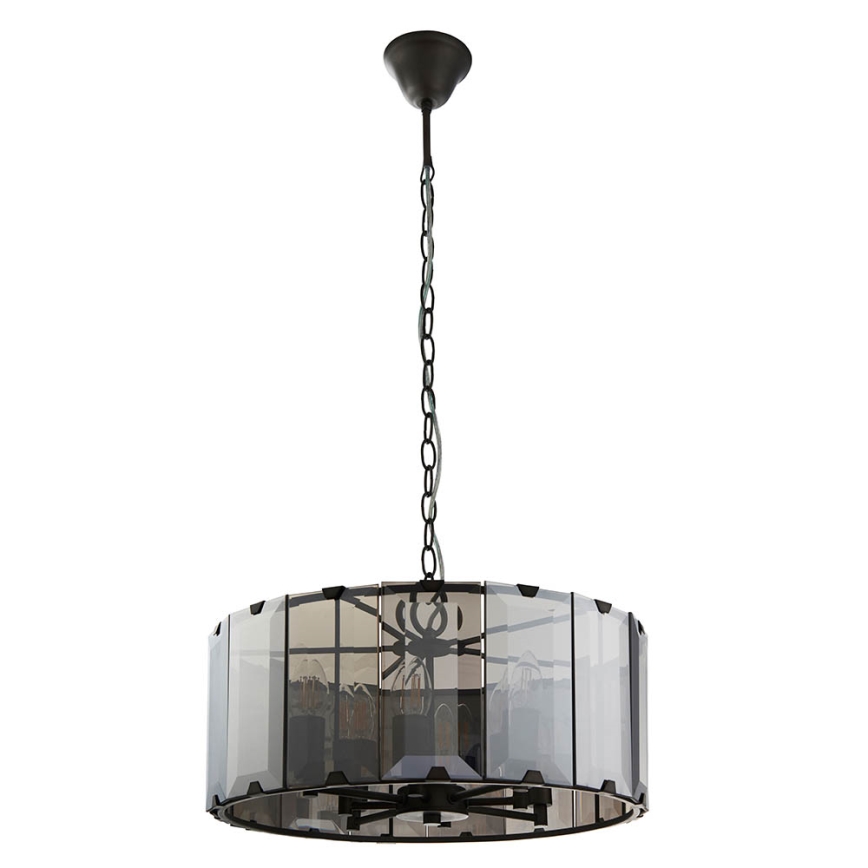 Endon 61294 - Lampadario a sospensione con catena CLOONEY 8xE14/40W/230V nero/fumé