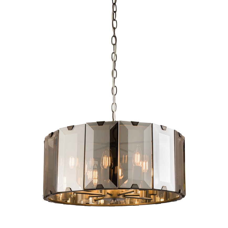 Endon 61294 - Lampadario a sospensione con catena CLOONEY 8xE14/40W/230V nero/fumé