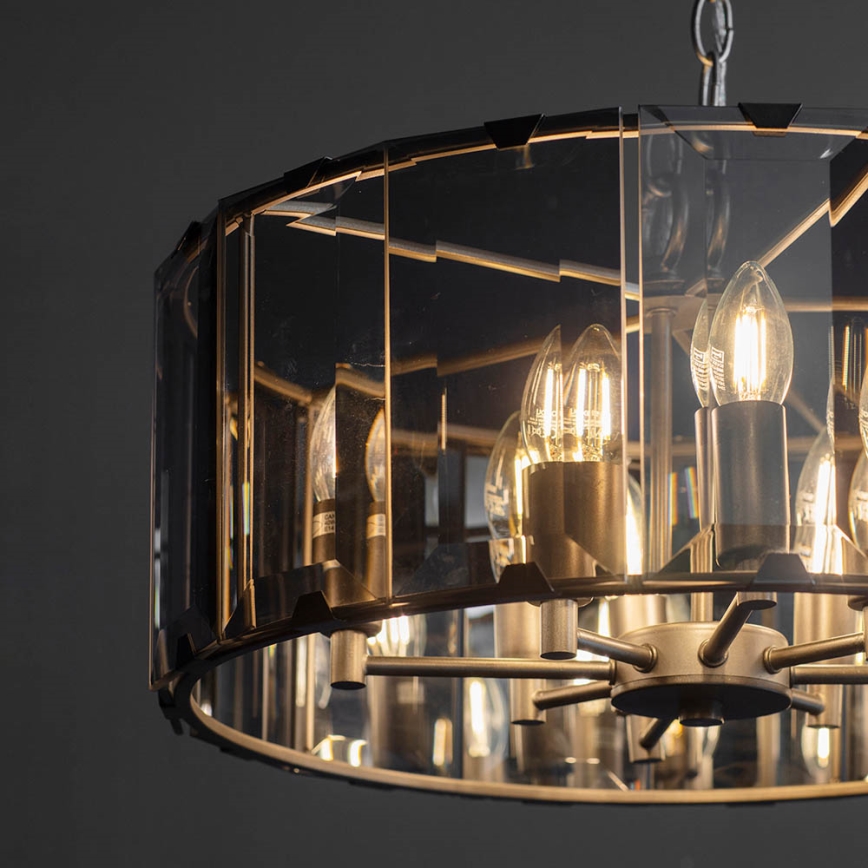Endon 61294 - Lampadario a sospensione con catena CLOONEY 8xE14/40W/230V nero/fumé
