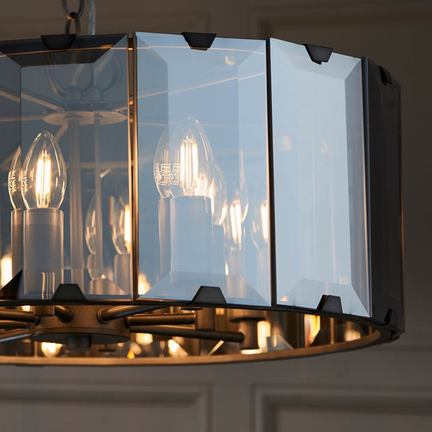 Endon 61294 - Lampadario a sospensione con catena CLOONEY 8xE14/40W/230V nero/fumé