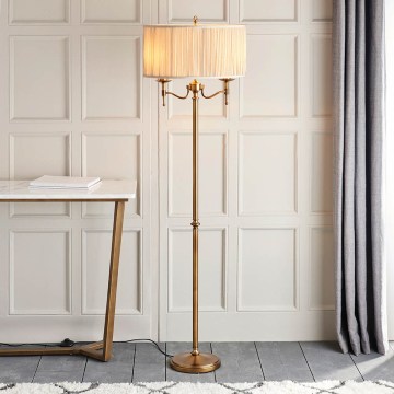 Endon 63620 - Lampada da terra STANFORD 2xE14/40W/230V ottone/beige