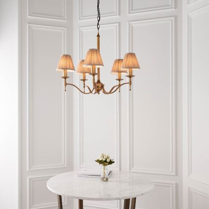 Endon 63627 - Lampadario a catena STANFORD 5xE14/40W/230V ottone/beige