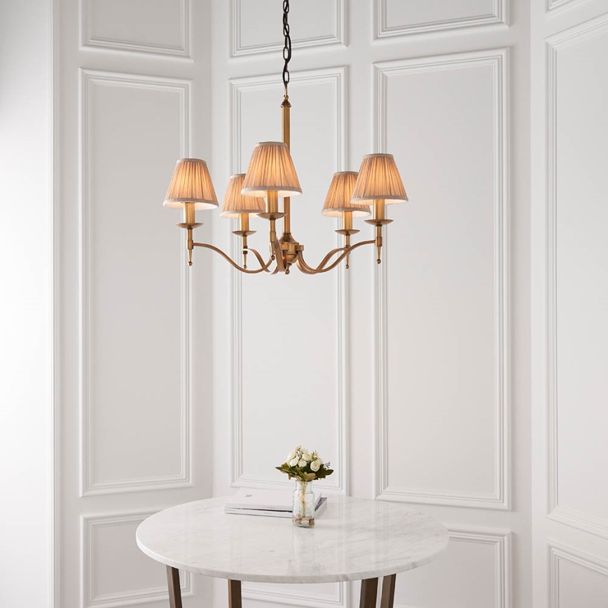 Endon 63627 - Lampadario a catena STANFORD 5xE14/40W/230V ottone/beige
