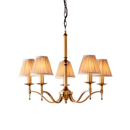 Endon 63627 - Lampadario a catena STANFORD 5xE14/40W/230V ottone/beige