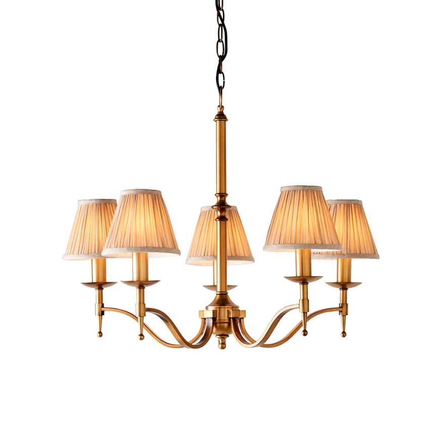 Endon 63627 - Lampadario a catena STANFORD 5xE14/40W/230V ottone/beige