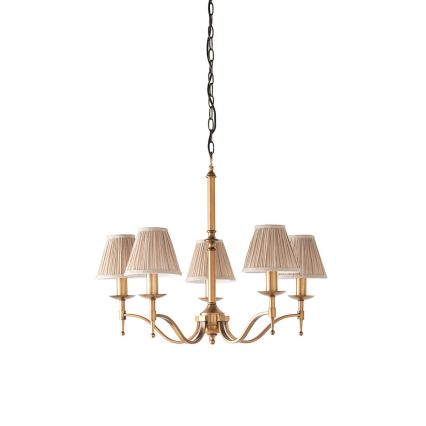 Endon 63627 - Lampadario a catena STANFORD 5xE14/40W/230V ottone/beige