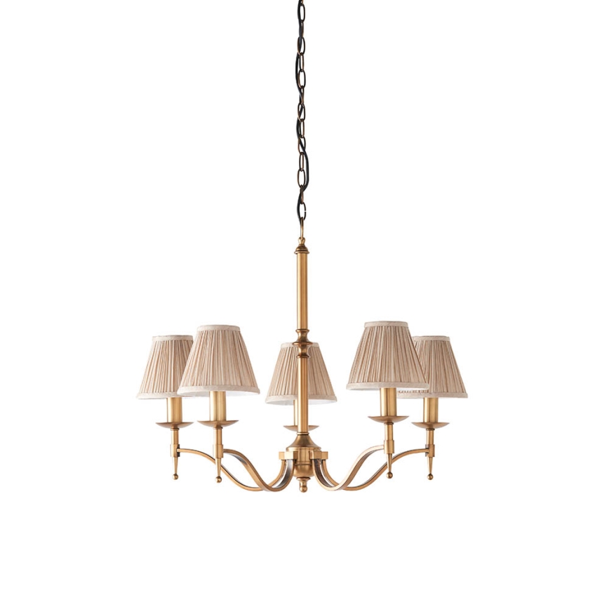 Endon 63627 - Lampadario a catena STANFORD 5xE14/40W/230V ottone/beige
