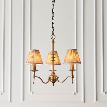 Endon 63628 - Lampadario a catena STANFORD 3xE14/40W/230V ottone/beige