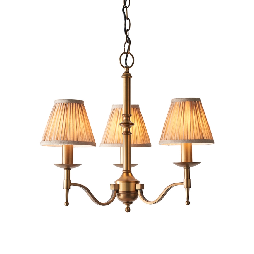 Endon 63628 - Lampadario a catena STANFORD 3xE14/40W/230V ottone/beige