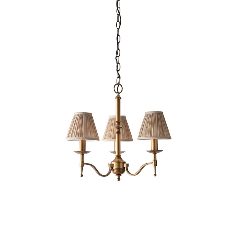 Endon 63628 - Lampadario a catena STANFORD 3xE14/40W/230V ottone/beige