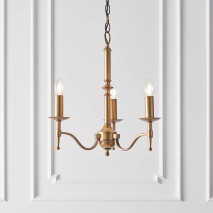 Endon 63628 - Lampadario a catena STANFORD 3xE14/40W/230V ottone/beige