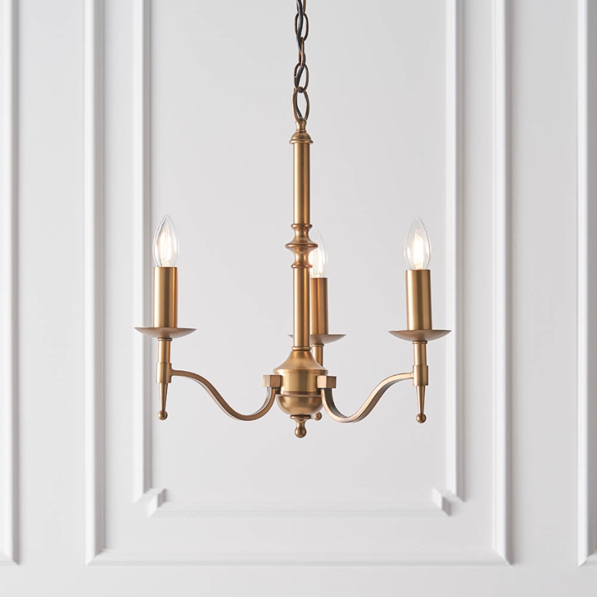 Endon 63628 - Lampadario a catena STANFORD 3xE14/40W/230V ottone/beige
