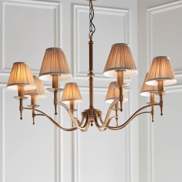 Endon 63629 - Lampadario a sospensione con catena STANFORD 8xE14/40W/230V ottone/beige