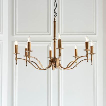 Endon 63629 - Lampadario a sospensione con catena STANFORD 8xE14/40W/230V ottone/beige