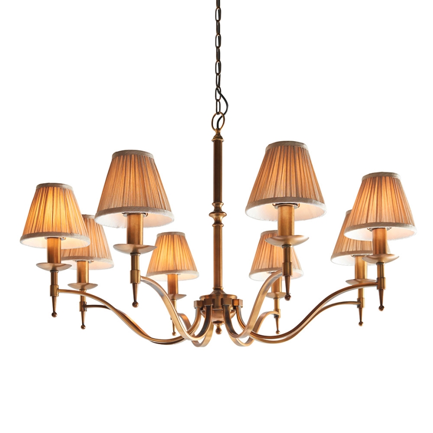 Endon 63629 - Lampadario a sospensione con catena STANFORD 8xE14/40W/230V ottone/beige