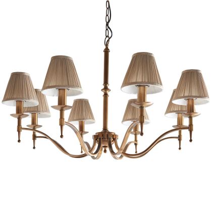 Endon 63629 - Lampadario a sospensione con catena STANFORD 8xE14/40W/230V ottone/beige