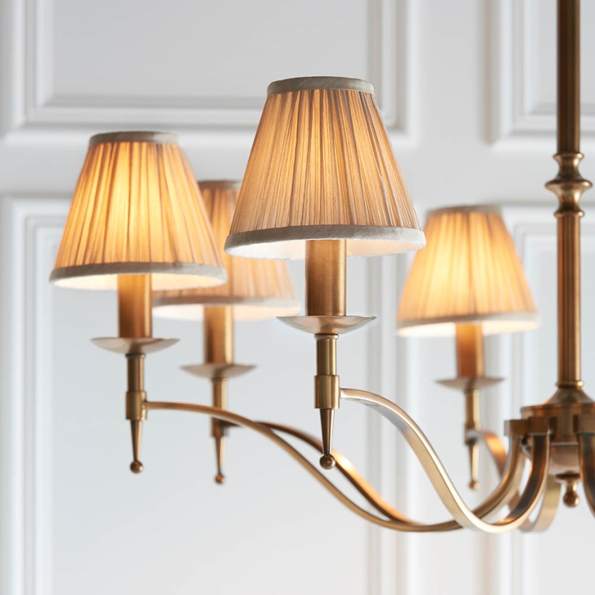 Endon 63629 - Lampadario a sospensione con catena STANFORD 8xE14/40W/230V ottone/beige