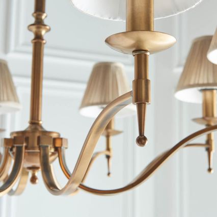 Endon 63629 - Lampadario a sospensione con catena STANFORD 8xE14/40W/230V ottone/beige