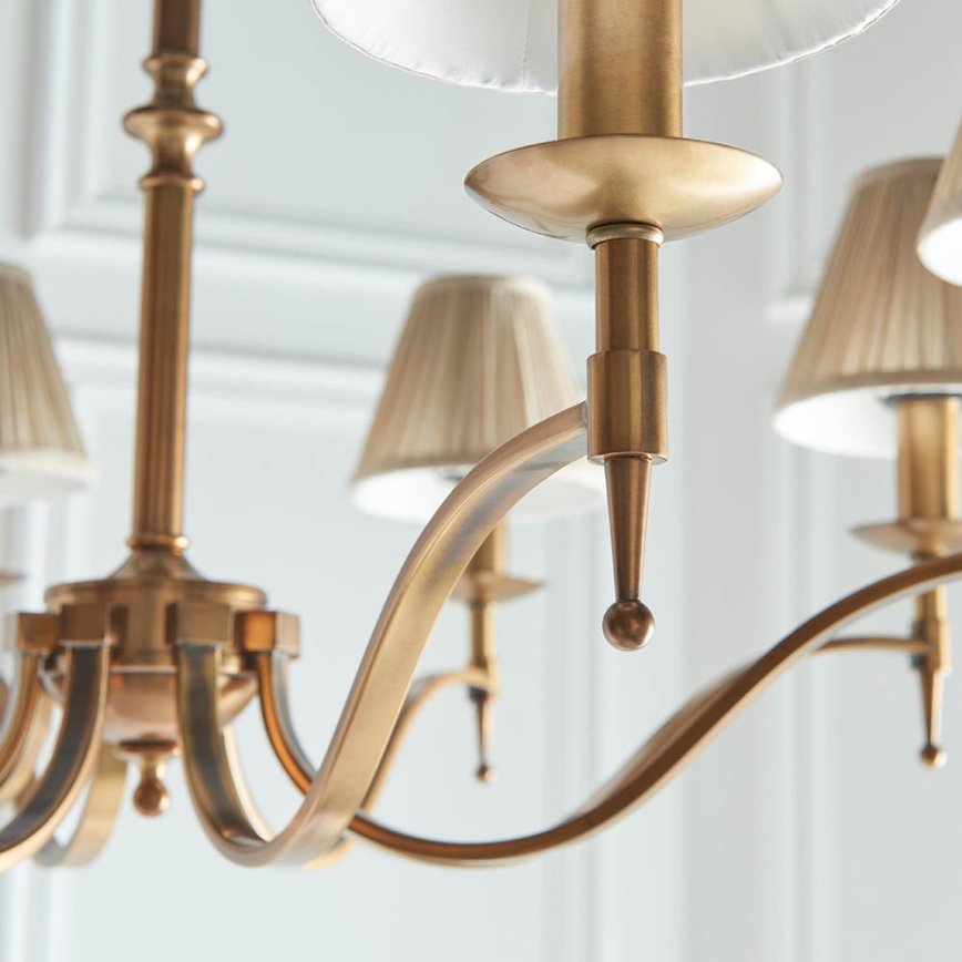 Endon 63629 - Lampadario a sospensione con catena STANFORD 8xE14/40W/230V ottone/beige