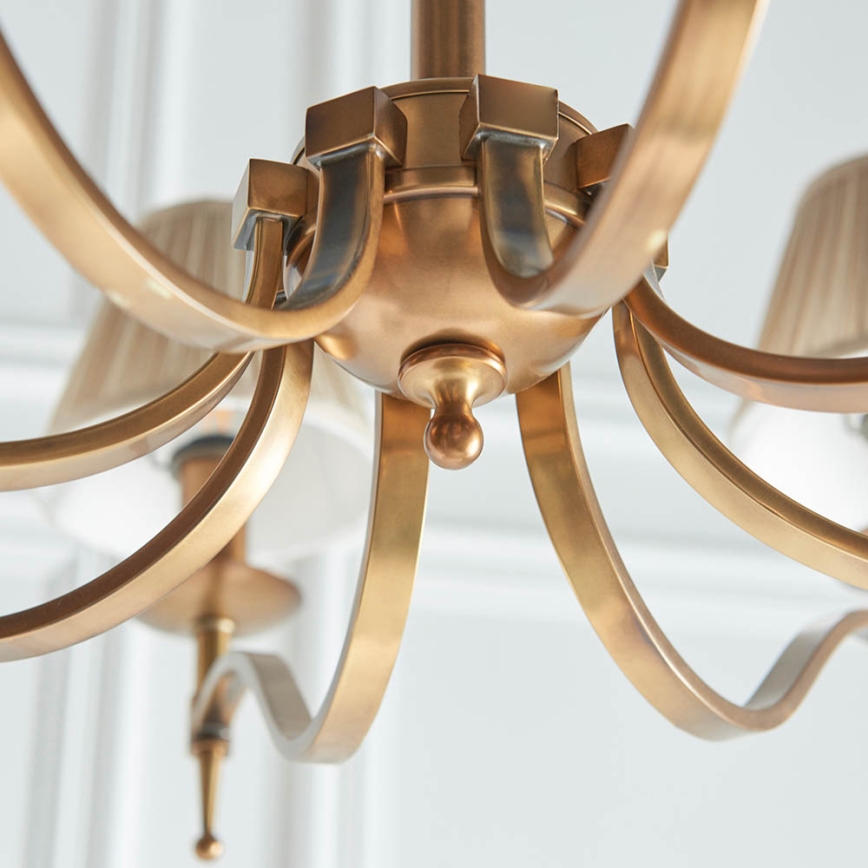 Endon 63629 - Lampadario a sospensione con catena STANFORD 8xE14/40W/230V ottone/beige