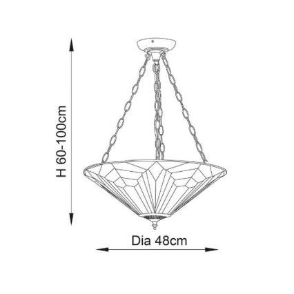 Endon 63936 - Lampadario a catena Tiffany ASTORIA 3xE27/60W/230V Ø 48 cm