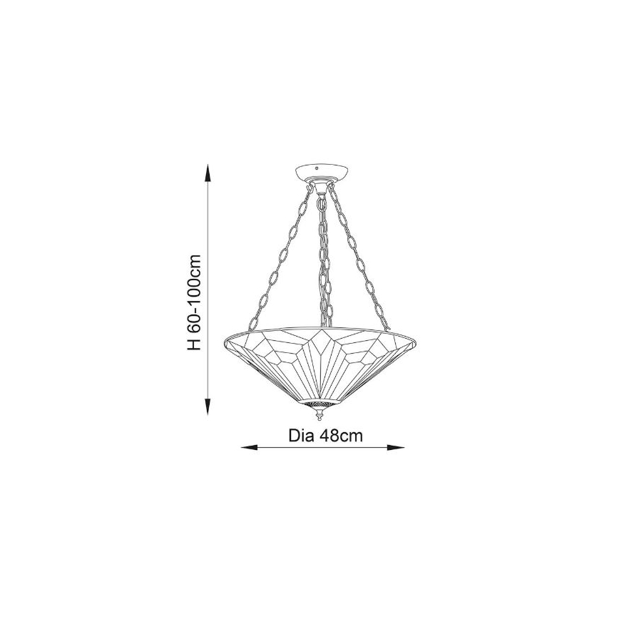 Endon 63936 - Lampadario a catena Tiffany ASTORIA 3xE27/60W/230V Ø 48 cm