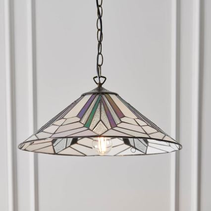 Endon 63938 - Lampadario a catena Tiffany ASTORIA 1xE27/60W/230V Ø 48 cm