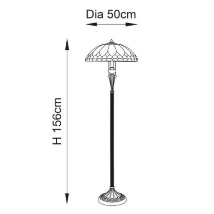 Endon 63972 - Lampada da terra Tiffany BROOKLYN 2xE27/60W/230V Ø 50 cm