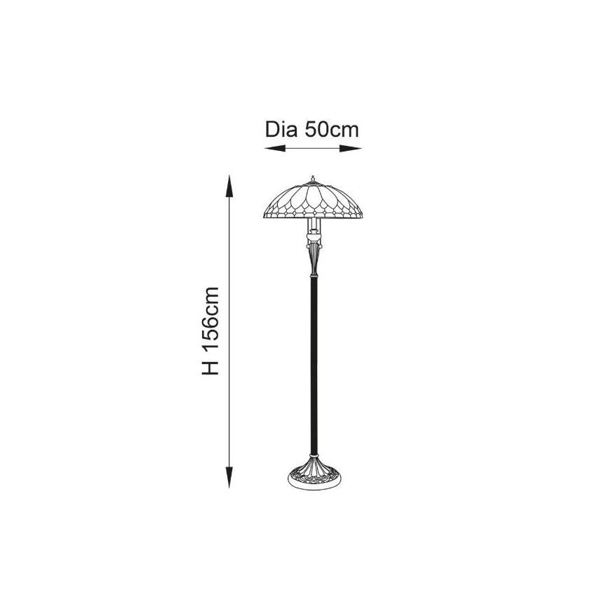 Endon 63972 - Lampada da terra Tiffany BROOKLYN 2xE27/60W/230V Ø 50 cm