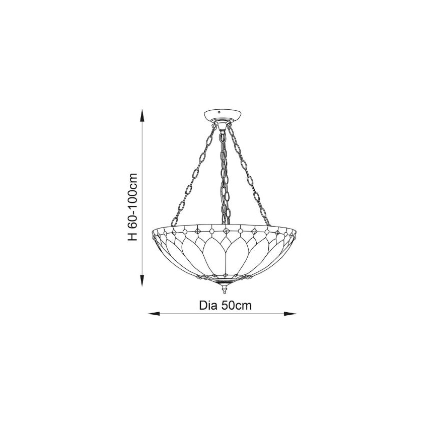 Endon 63976 - Lampadario a catena Tiffany BROOKLYN 3xE27/60W/230V Ø 50 cm
