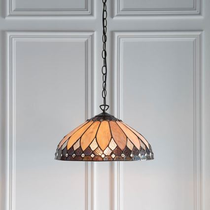 Endon 63977 - Lampadario a catena Tiffany BROOKLYN 1xE27/60W/230V Ø 40 cm