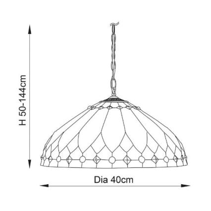Endon 63977 - Lampadario a catena Tiffany BROOKLYN 1xE27/60W/230V Ø 40 cm