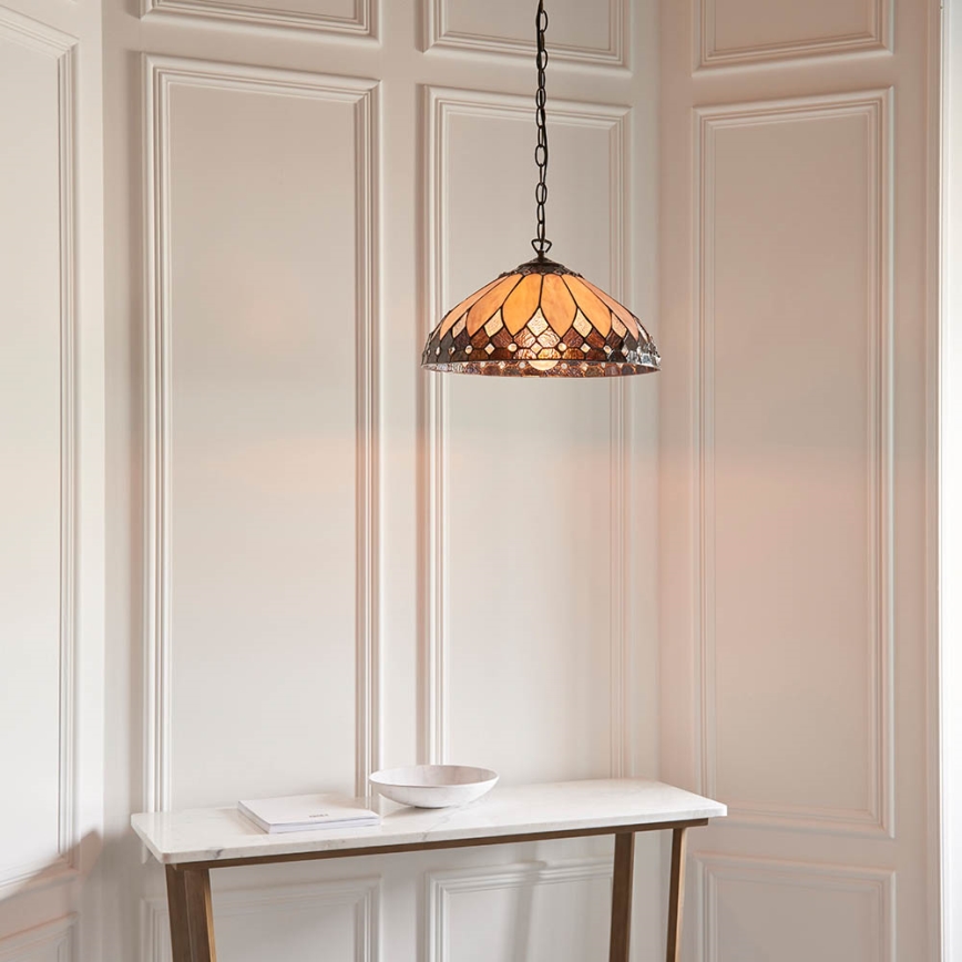 Endon 63977 - Lampadario a sospensione con catena BROOKLYN 1xE27/60W/230V diametro 40 cm