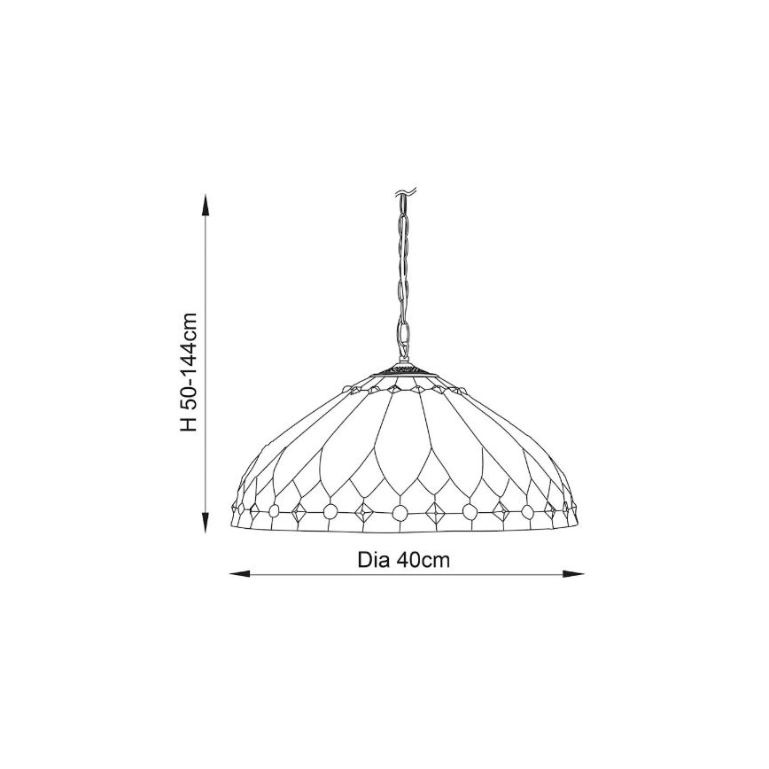 Endon 63977 - Lampadario a sospensione con catena BROOKLYN 1xE27/60W/230V diametro 40 cm