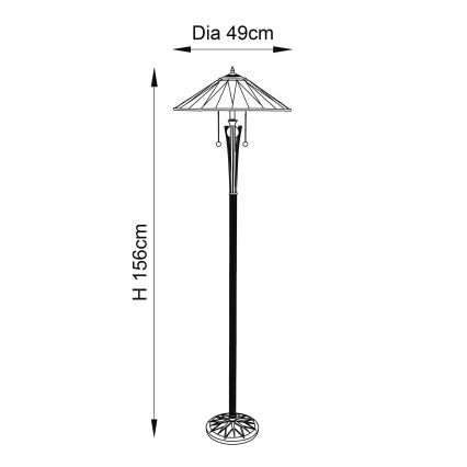 Endon 64041 - Lampada da terra Tiffany DARK STAR 2xE27/60W/230V Ø 49 cm