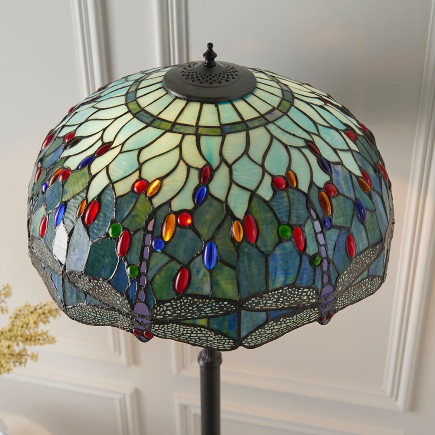 Endon 64069 - Lampada da terra Tiffany DRAGONFLY 2xE27/60W/230V Ø 50 cm