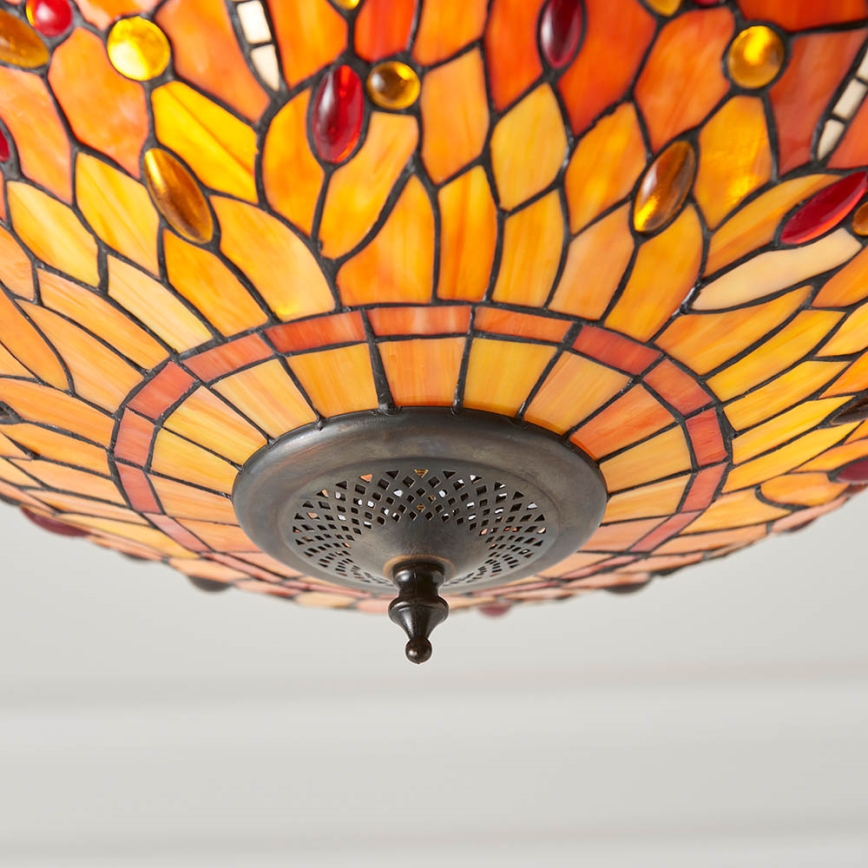 Endon 64076 - Lampadario a catena Tiffany DRAGONFLY 3xE27/60W/230V Ø 41 cm