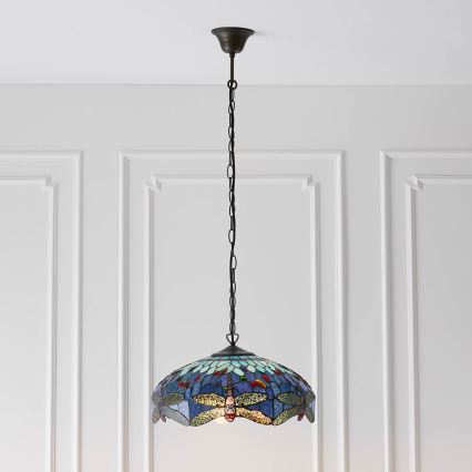 Endon 64080 - Lampadario a catena Tiffany DRAGONFLY 3xE27/60W/230V Ø 41 cm