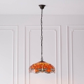 Endon 64081 - Lampadario con catena Tiffany DRAGONFLY 3xE27/60W/230V Ø 41 cm