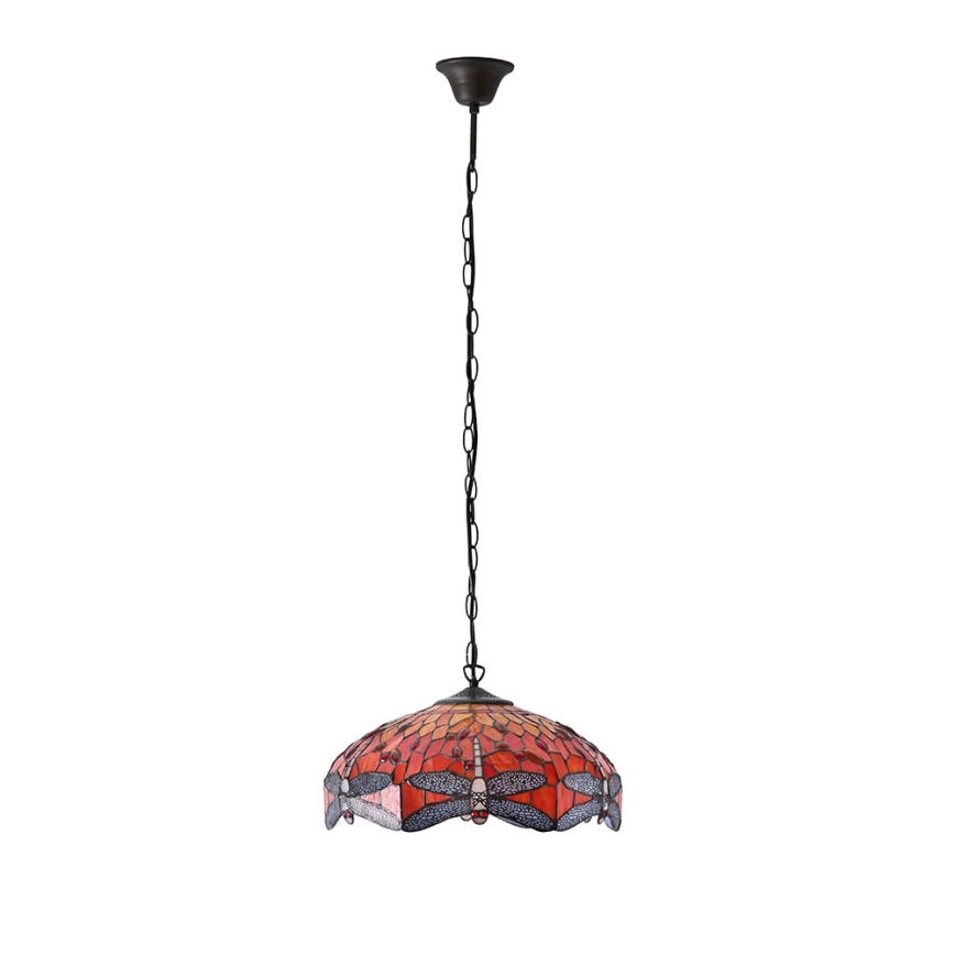 Endon 64081 - Lampadario con catena Tiffany DRAGONFLY 3xE27/60W/230V Ø 41 cm