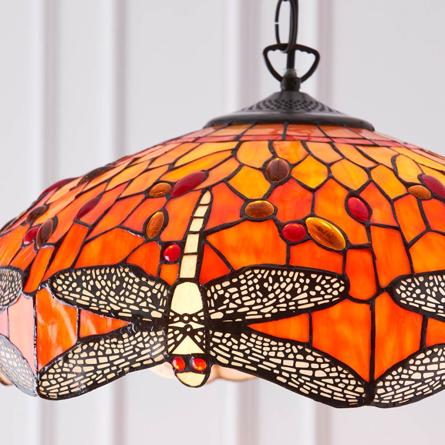 Endon 64081 - Lampadario con catena Tiffany DRAGONFLY 3xE27/60W/230V Ø 41 cm