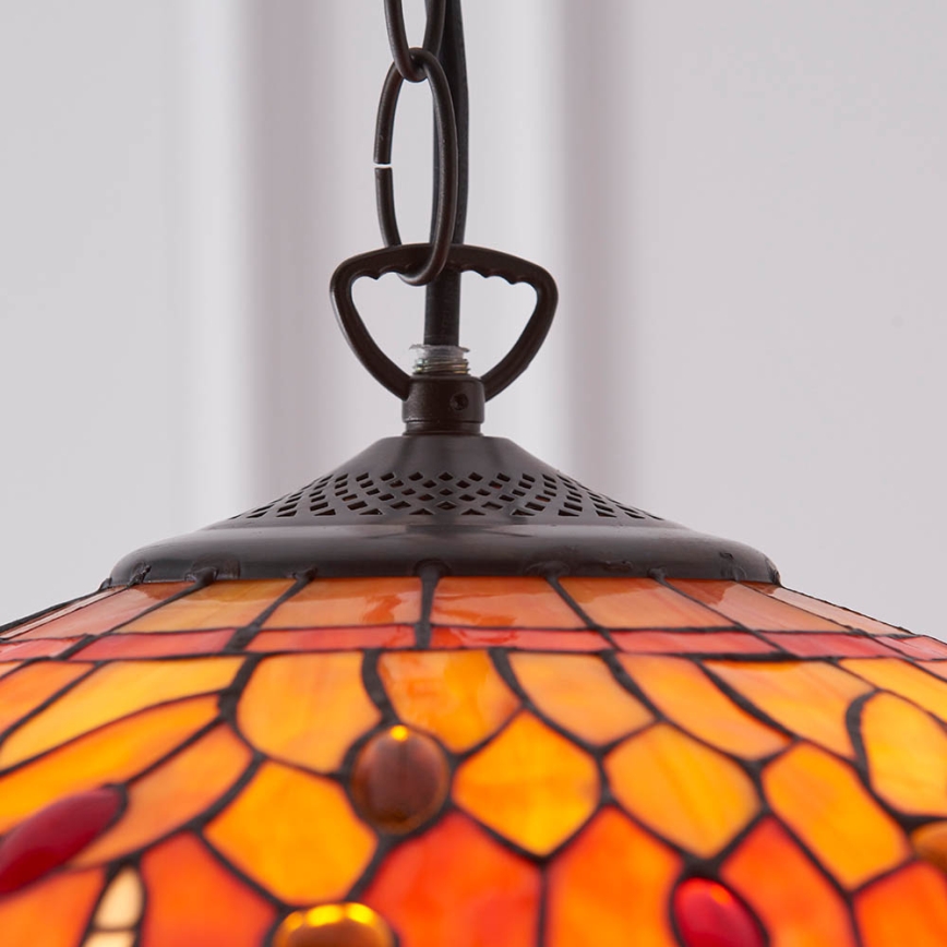 Endon 64081 - Lampadario con catena Tiffany DRAGONFLY 3xE27/60W/230V Ø 41 cm